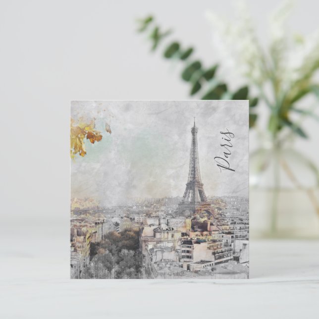 Torre Eiffel. Cartão postal Paris, França (Em pé/Frente)