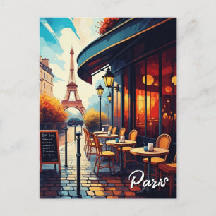 Torre Eiffel de Paris de um cartão postal de café
