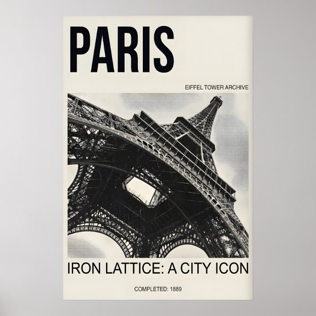 Torre Eiffel de Paris Impressão - Estilo Vintage (Frente)