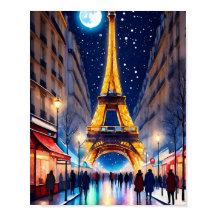 Torre Eiffel de Paris na Poster noturna