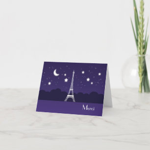 Torre Eiffel em cartões de agradecimentos da noit