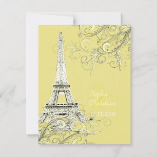 Torre Eiffel + espirais  Convites de Casamento