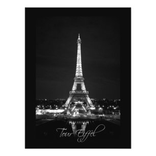 Torre Eiffel na noite B&W Impressão fotográfica