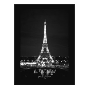 Torre Eiffel na noite B&W Impressão fotográfica