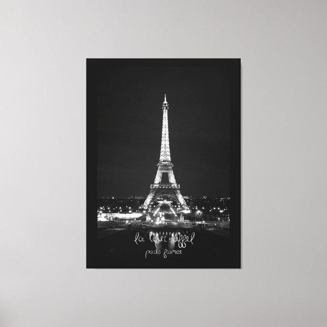 Torre Eiffel na noite B&W na Canvas (Frente)