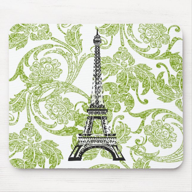 Torre Eiffel no design verde Mousepad (Frente)