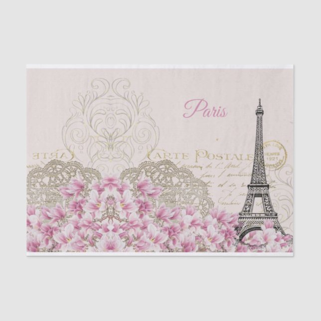 Torre Eiffel, Papel Tecido Magnético Rosa de Paris (Frente )