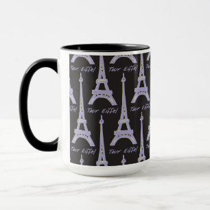 Torre Eiffel Paris França Caneca Roxa e Preta