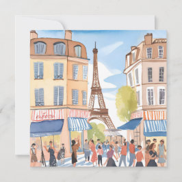 Torre Eiffel Paris França | Cartão Aquarela