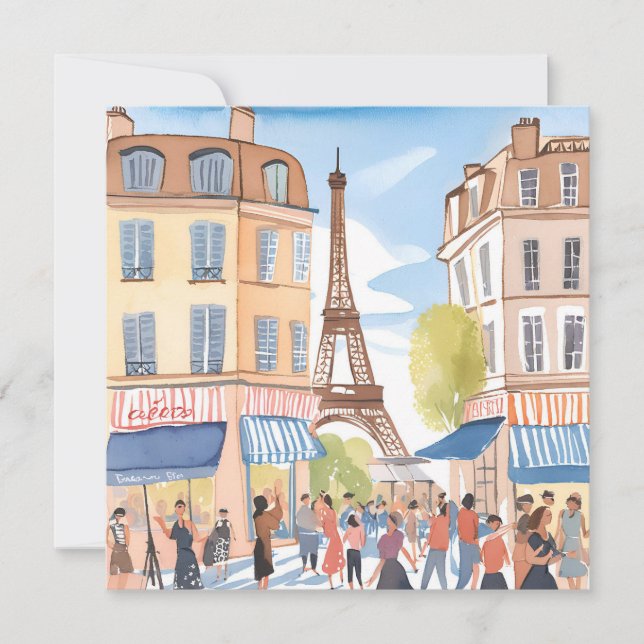 Torre Eiffel Paris França | Cartão Aquarela (Frente)
