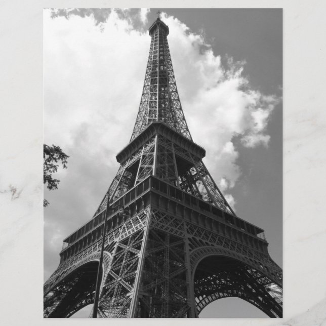 Torre Eiffel Preta e Branca em Paris (Frente)