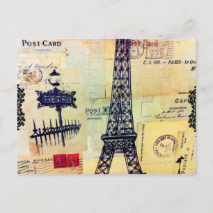 Torre Eiffel Vintage Paris Cartão Postal Inspirado