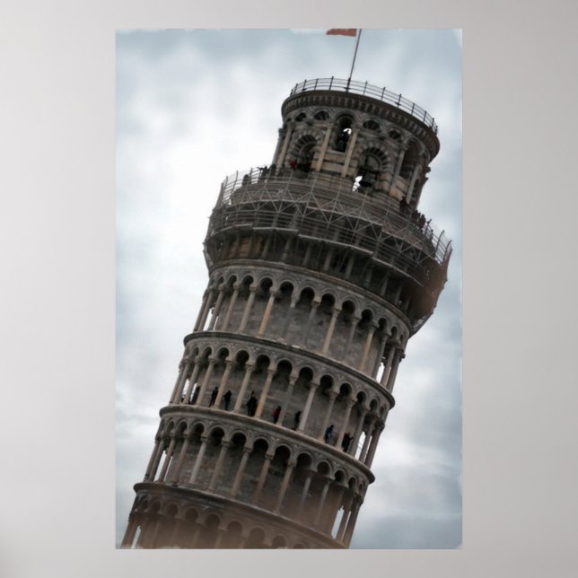 Torre inclinada do Poster de viagens Pisa Itália (Frente)
