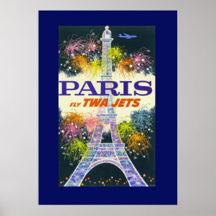 Torre Vintage Eiffel em Paris, França, Poster de v