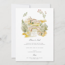 Toscânia - Cor d'água - Convite para Noivado Itali