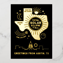 Total de Eclipse Solar Austin Texas Gold Foil