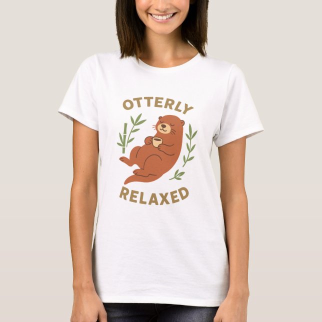 Totalmente Relaxado – Camiseta de Lontra Fofa com  (Frente)