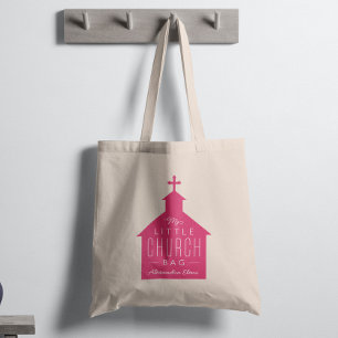 Tote A bolsa da minha igreja, cor-de-rosa escuro