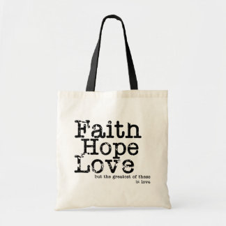 Tote A bolsa de canvas do amor da esperança da fé do