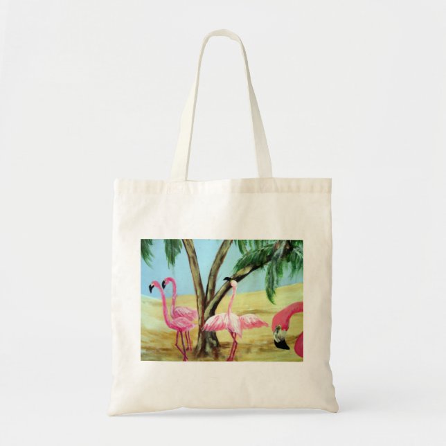 Tote "A bolsa de canvas dos flamingos de Florida" (Frente)