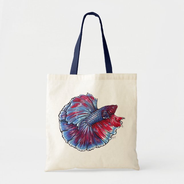 Tote A bolsa de canvas dos peixes de Betta (Frente)
