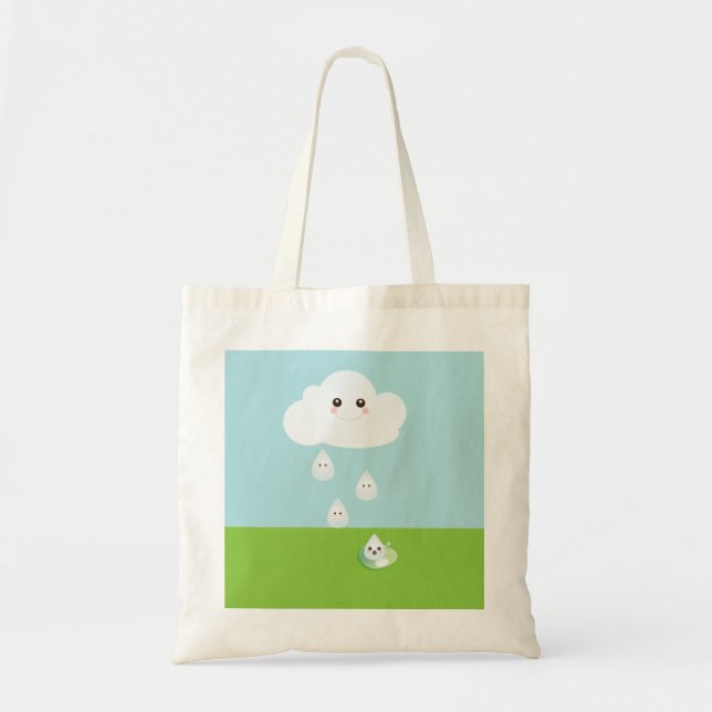 Tote A bolsa de canvas feliz da nuvem (Frente)