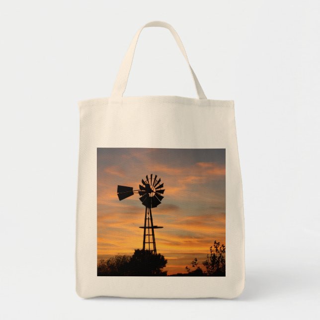 Tote A BOLSA DE COMPRA da silhueta do moinho de vento (Frente)