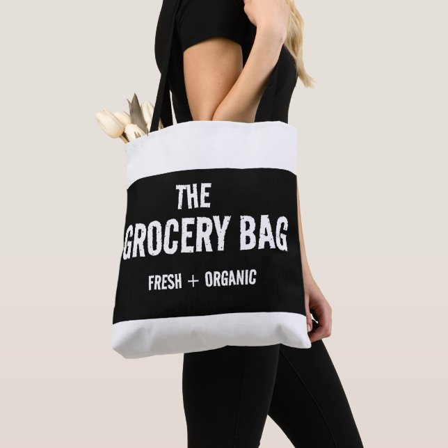 Tote A Bolsa de compra de preto e branco (Close Up)