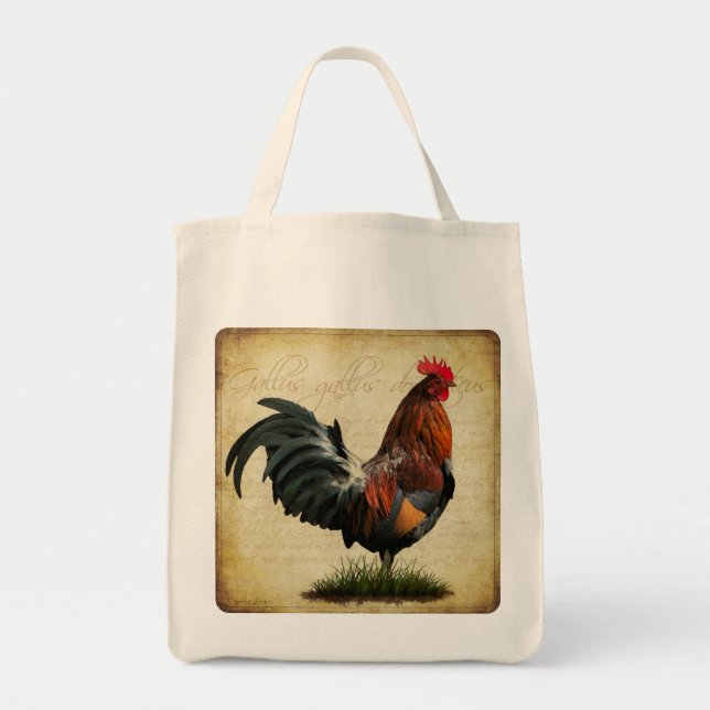 Tote A bolsa de compra do galo do vintage (Frente)