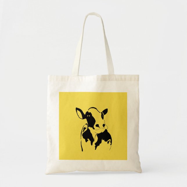 Tote A bolsa de compra feliz da vaca (Frente)