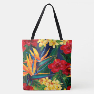 Tote A bolsa de praia floral havaiana do paraíso