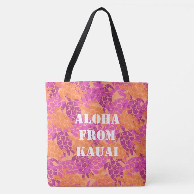 Tote A bolsa de praia havaiana do monograma da (Frente)