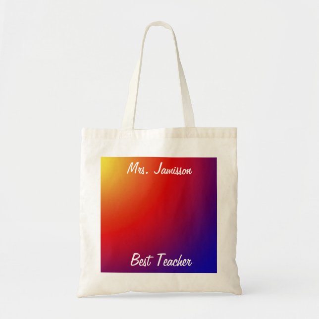 Tote A melhor bolsa de canvas do professor, arco-íris, (Frente)