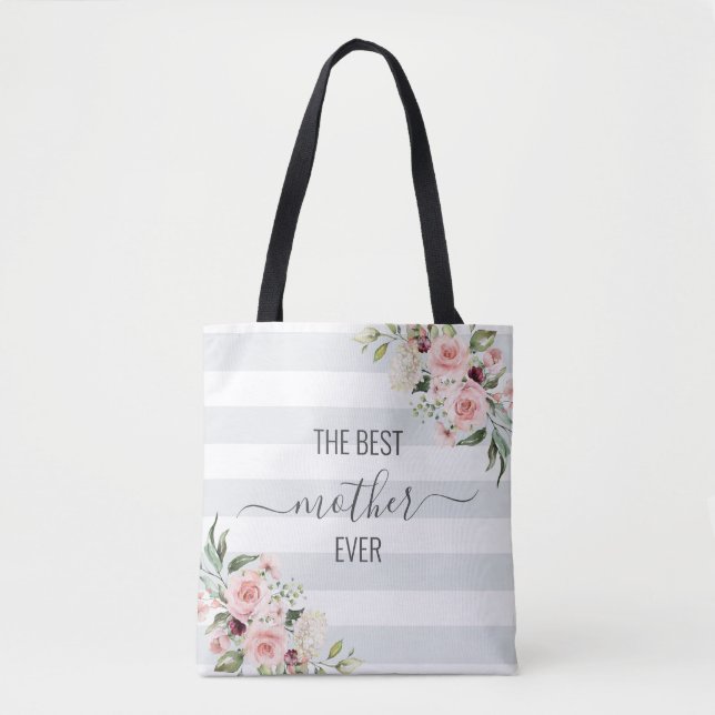 Tote A melhor mãe do bolsa floral em cores pastosas (Frente)