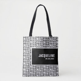Tote A melhor vida personalizada de Bolsa preto e branc