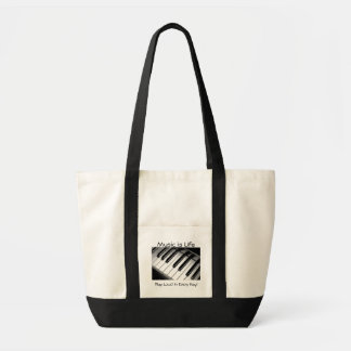 Tote A música é o bolsa preto e branco da vida