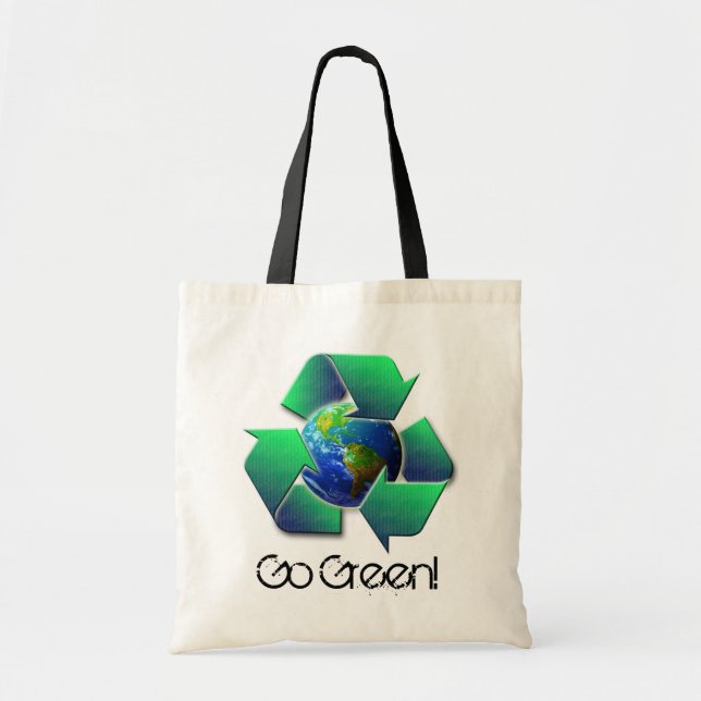 Tote A terra do reciclar, vai verde! - o bolsa (Frente)