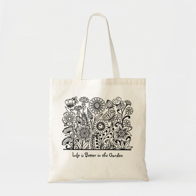Tote A vida é melhor na bolsa de Impressão Floral do Ja (Frente)