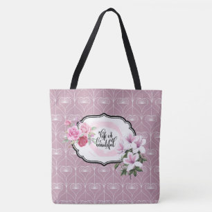 Tote A vida é um belo Bolsa de padrão de coração floral
