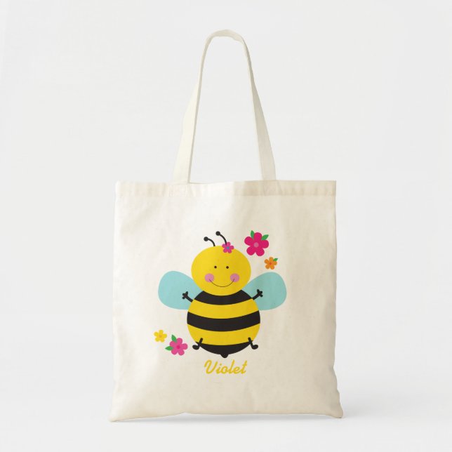 Tote Abelha bonito o bolsa personalizado do orçamento (Frente)