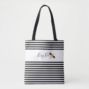 Tote Abelha Ocupada, Bolsa de Ombros com Stripes Negras