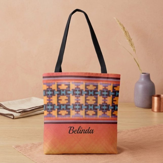 Tote Abstrato - Laranja, Roxo, Amarelo e Azul - Bolsa T (Criador carregado)