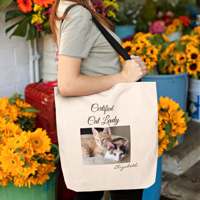 Tote Adicione sua foto Bolsa de academia para Gata (Criador carregado)
