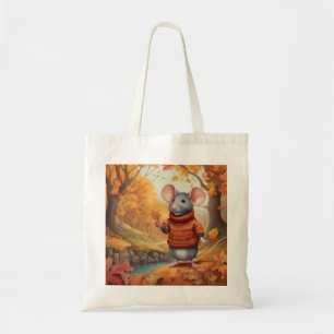 Tote Adorável mouse de outono aproveitando o Bolsa da n