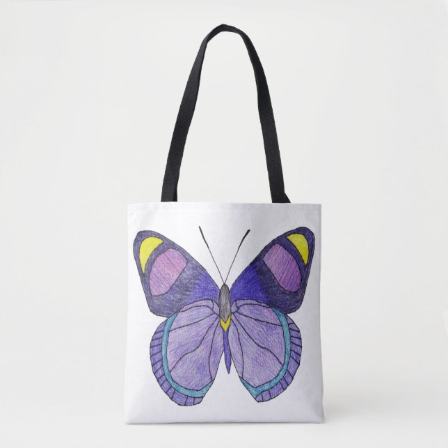 Tote All-Over - Borboleta Roxa (branco) (Frente)