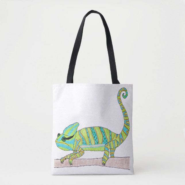 Tote All-Over - Camaleão Verde (branco) (Frente)