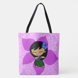 Tote Aloha a bolsa de praia violeta havaiana da menina