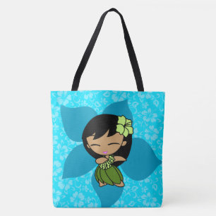Tote Aloha Honys Hawaiian Teal Hula Girl Bolsa de praia