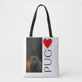 Tote Ame um bolsa preto do Pug