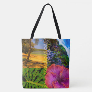 Tote Anini Beach, Kauai Havaiana Collage Bolsa de praia